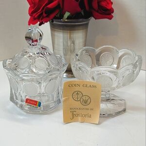 Fostoria Coin Glass Candy Dish Set